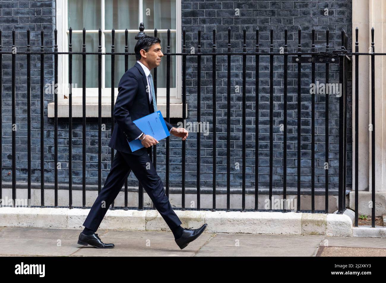 UK Finance Secretary leaves No. 11 ahead of delivering the Spring Budget Statement.  Images shot on the 23rd March 2022.  © Belinda Jiao Stock Photo