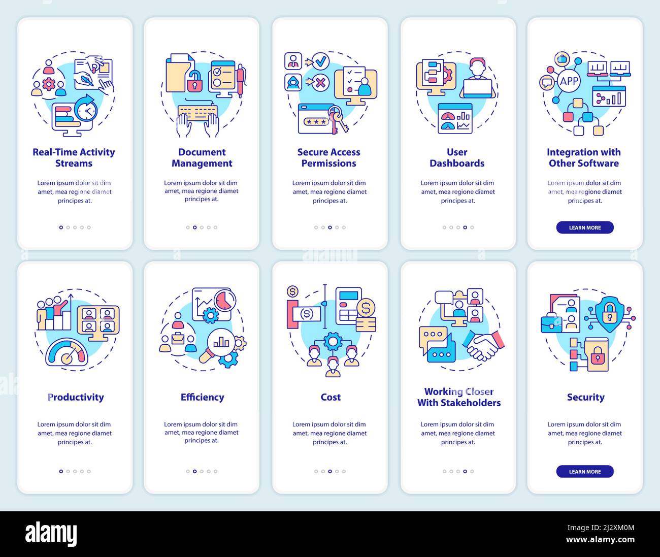 Online workplace onboarding mobile app screen set Stock Vector Image ...