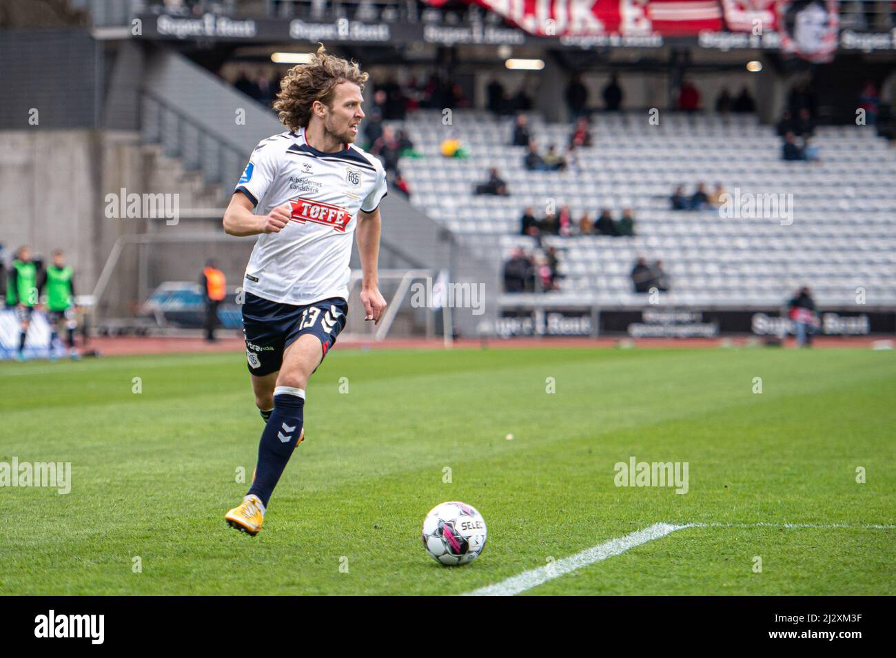 Aarhus, Denmark. 03rd, April 2022. Alexander Munksgaard (13) of AGF seen during the 3F Superliga match between Aarhus GF and Vejle Boldklub at Ceres Park in Aarhus. (Photo credit: Gonzales Photo - Morten Kjaer). Stock Photo