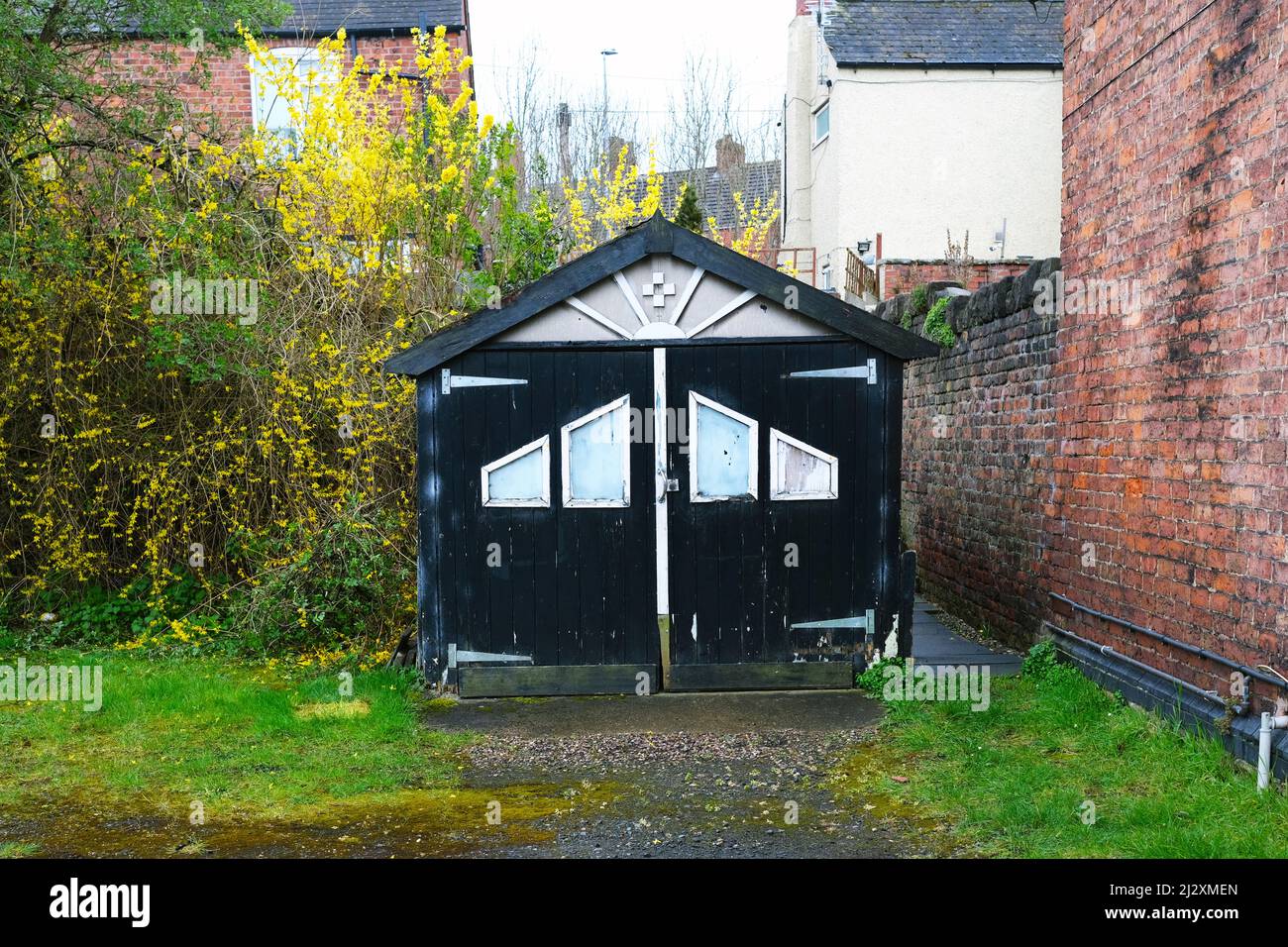 1960s Detached self build garage in Middlewich Cheshire UK Stock Photo