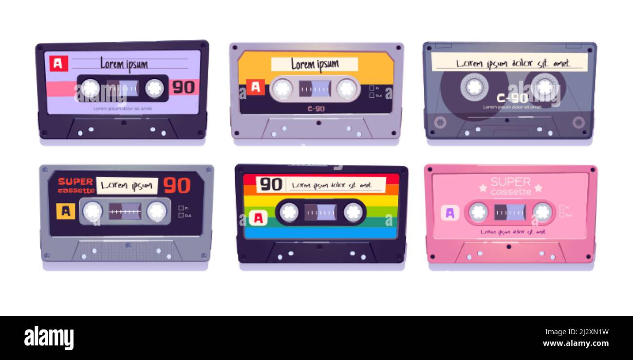 Audio cassettes, retro tapes, media storage for music and sound