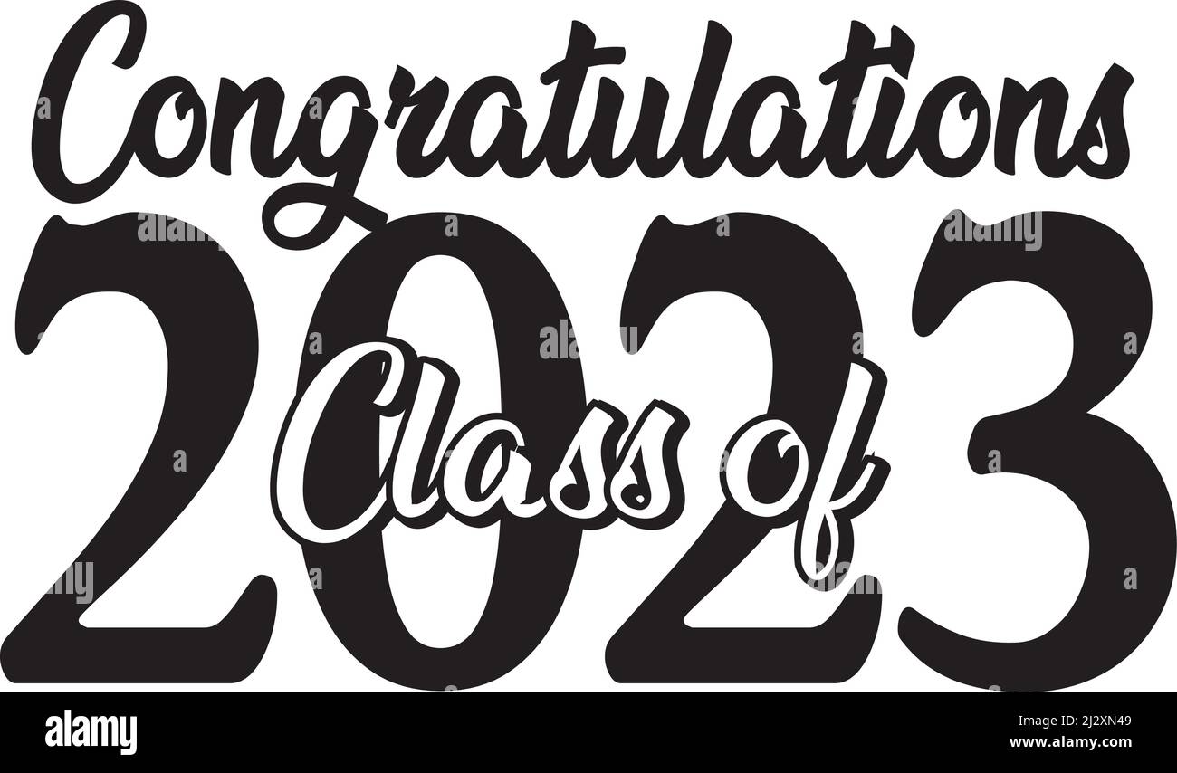 Class of 2023 Script Black and White Stock Vector