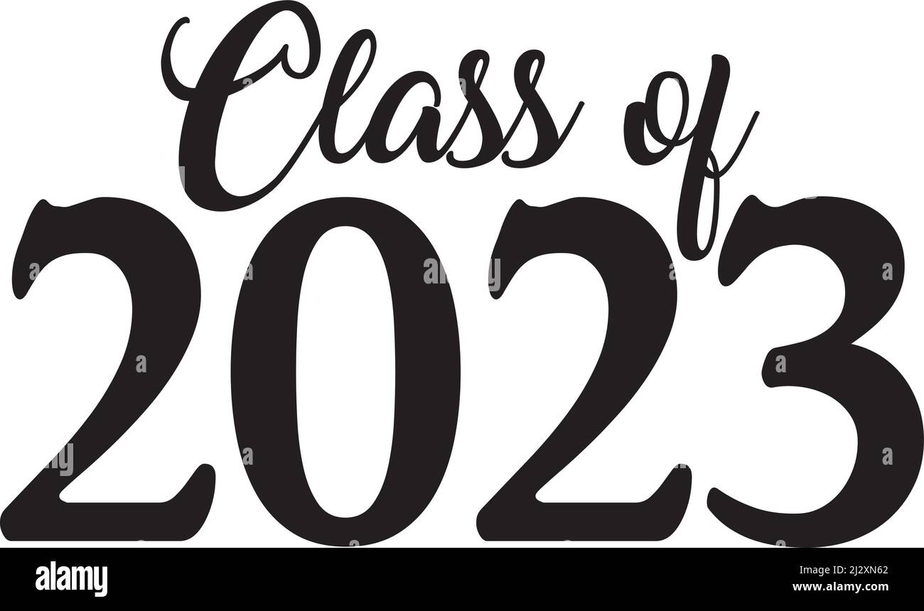 Class of 2023 Script Black and White Stock Vector