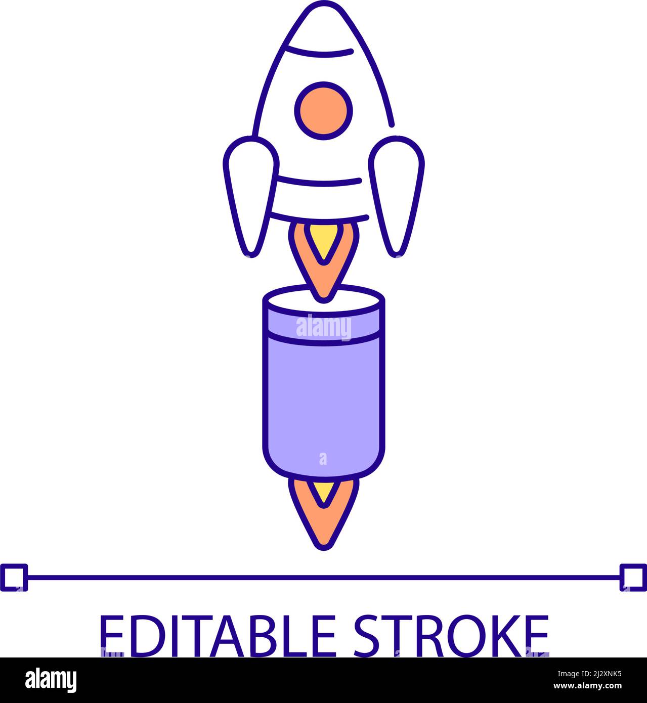 Reusable space rocket RGB color icon Stock Vector