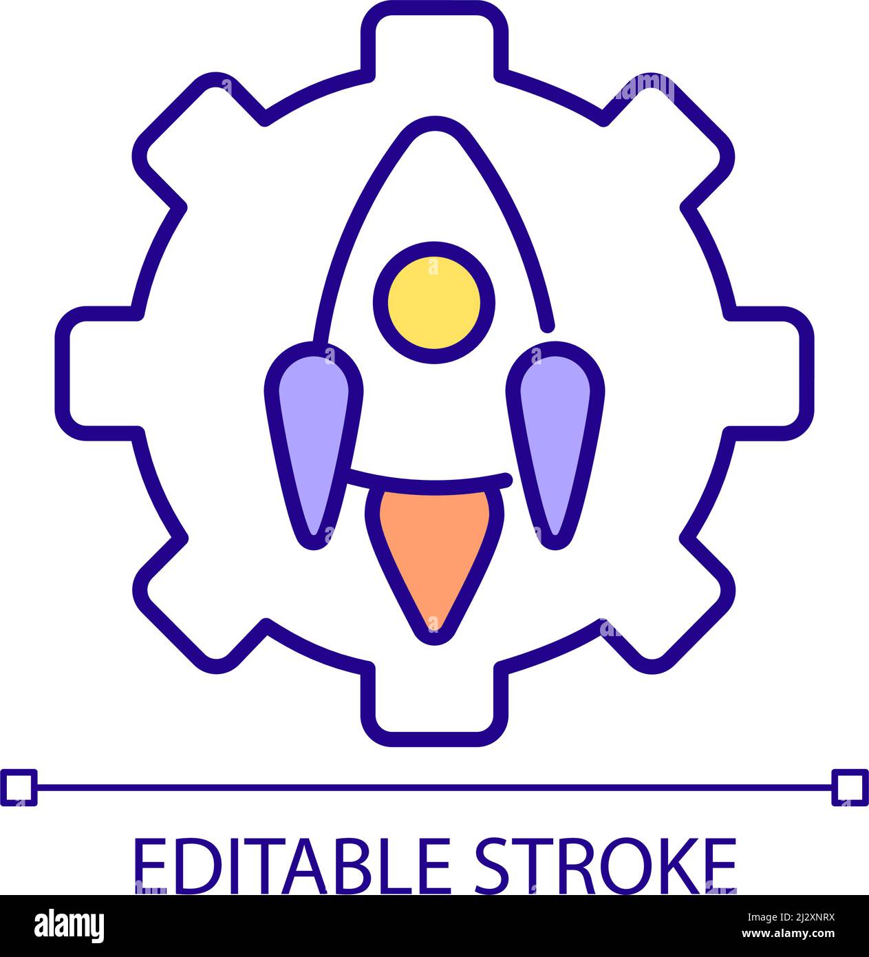 Rocket building industry RGB color icon Stock Vector