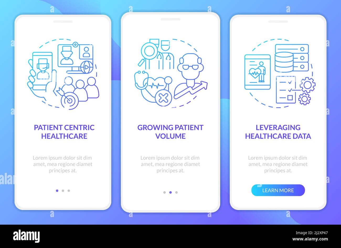 Challenges facing healthcare blue gradient onboarding mobile app screen ...
