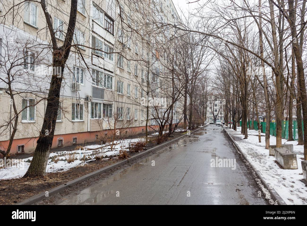 View of panel apartment building, common type of old lowcost apartment