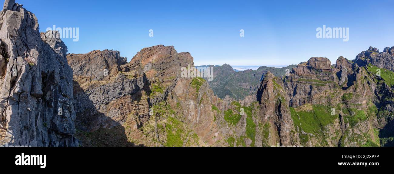 Pico do Arieiro, Pico Ruivo, summit, trail PR1 Stock Photo