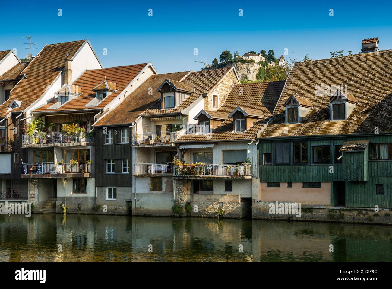 Ornans, on the Loue, Doubs department, Bourgogne-Franche-Comté, Jura, France Stock Photo