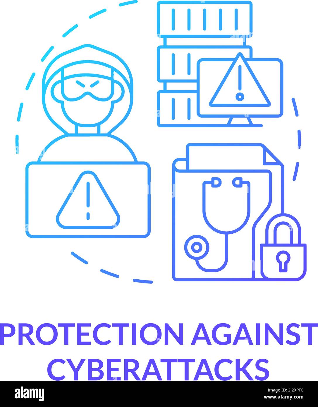 Protection against cyberattacks blue gradient concept icon Stock Vector