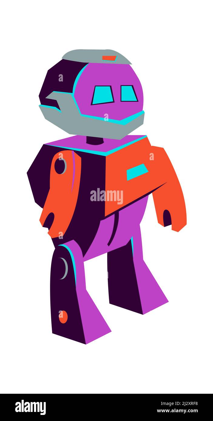 Primitive artificial intelligence robot, cartoon vector illustration isolated on background. Development of robots Stock Vector