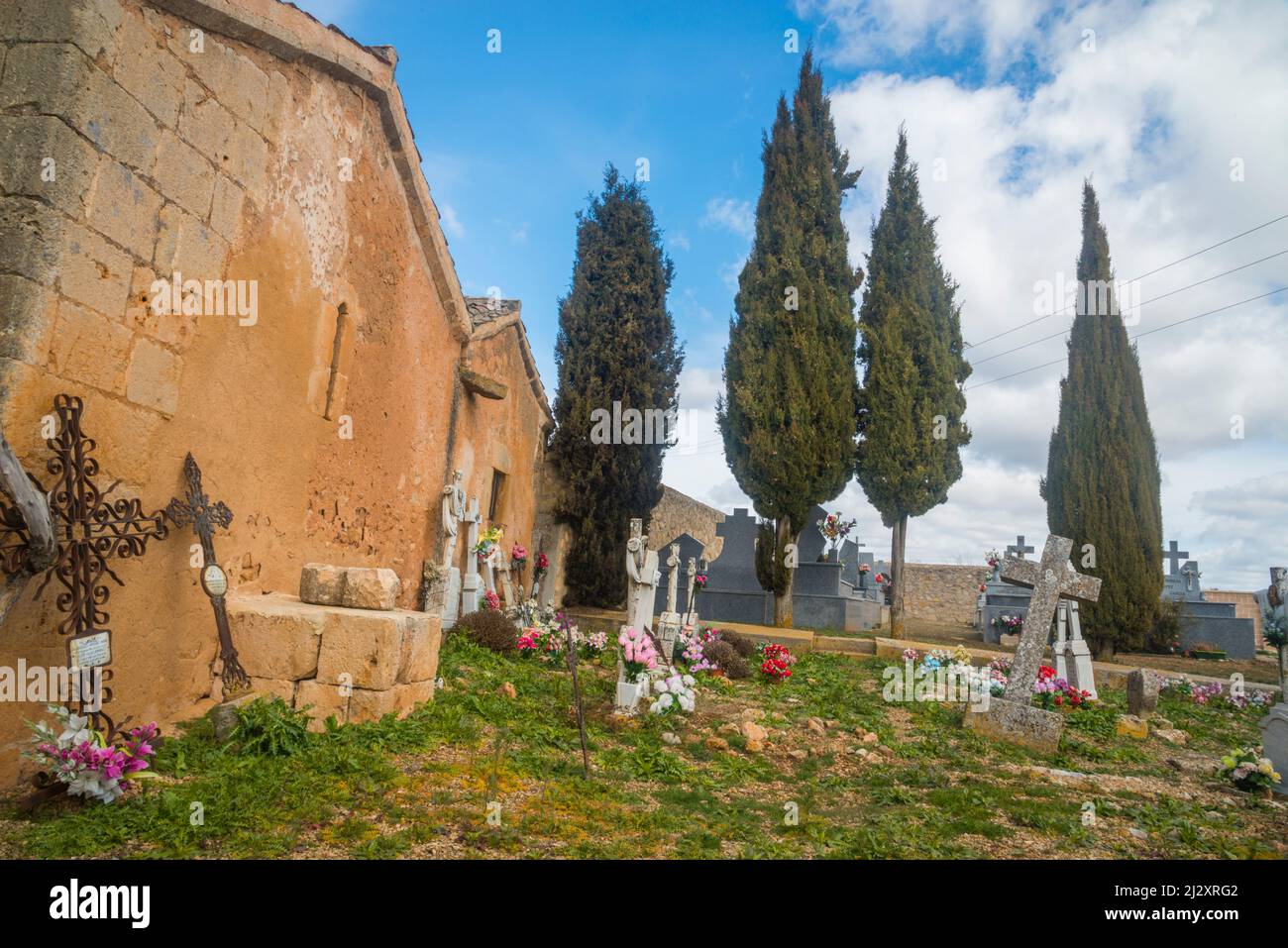 Graveyard. Fresno de la Fuente, Segovia province, Castilla Leon, Spain. Stock Photo