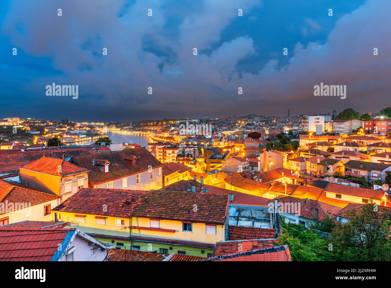 Porto, Portugal old town cityscape and skyline at twilight. Stock Photo