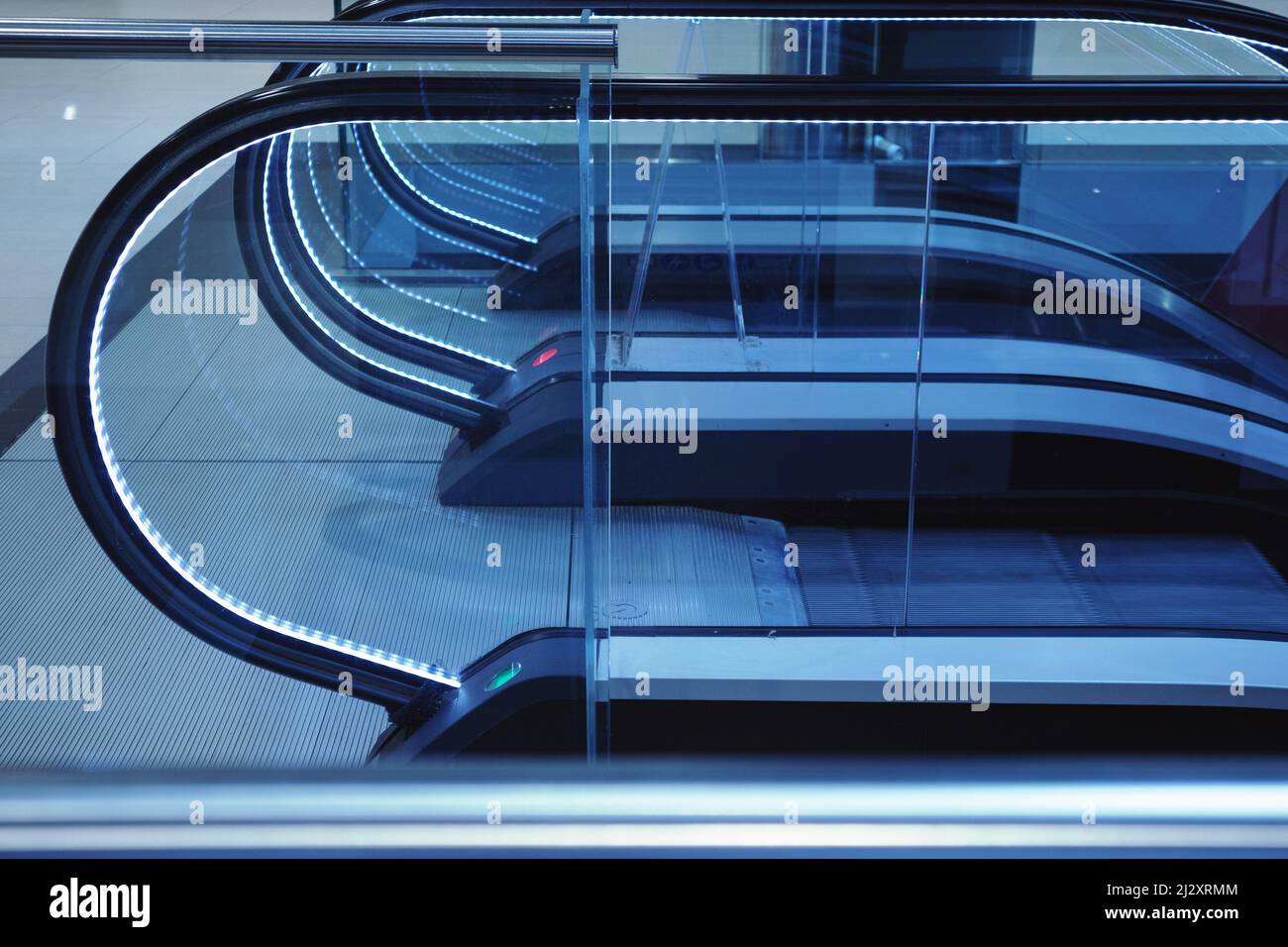 Escalators in the mall, close-up detail. Stock Photo