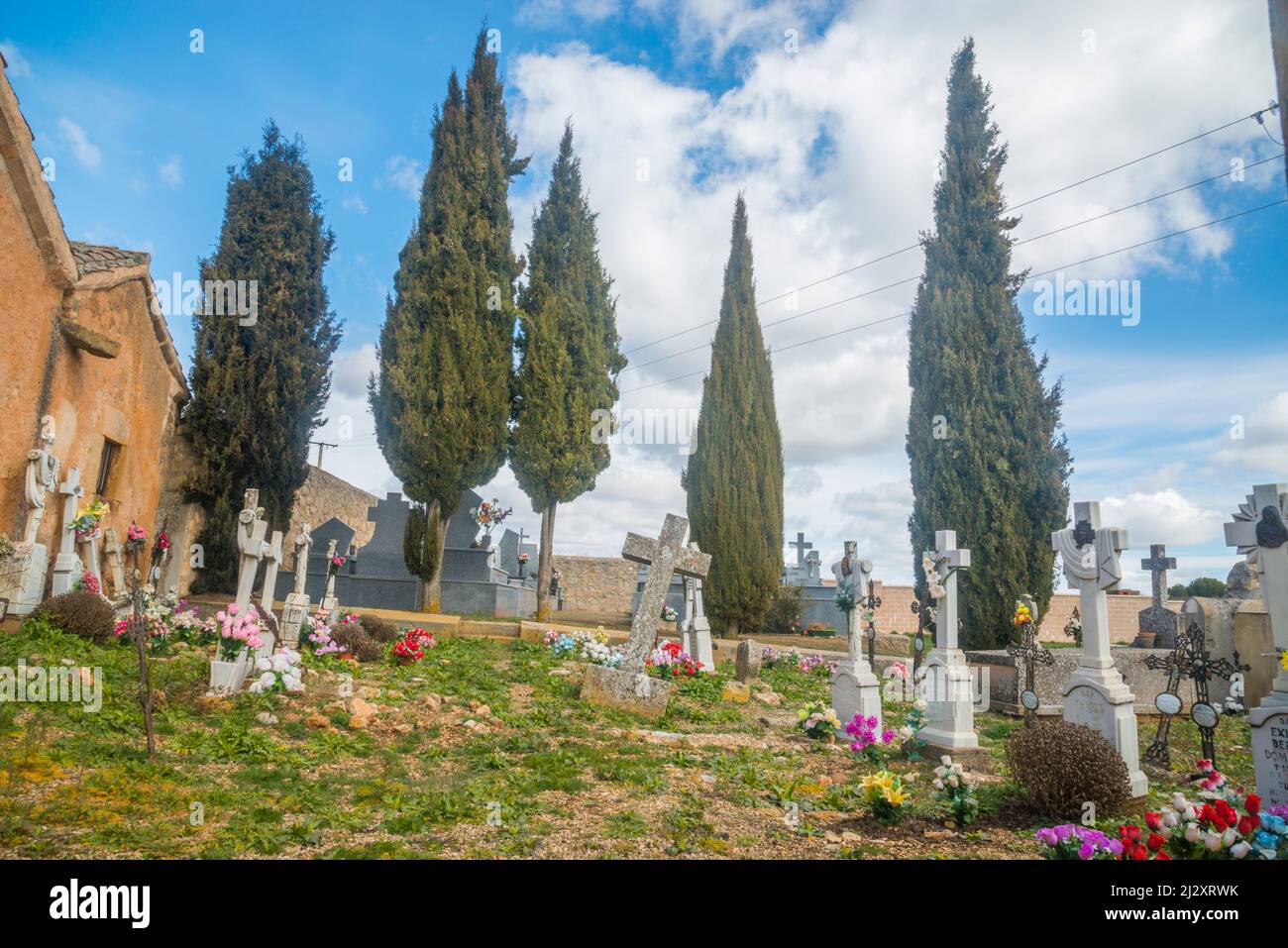Graveyard. Fresno de la Fuente, Segovia province, Castilla Leon, Spain. Stock Photo