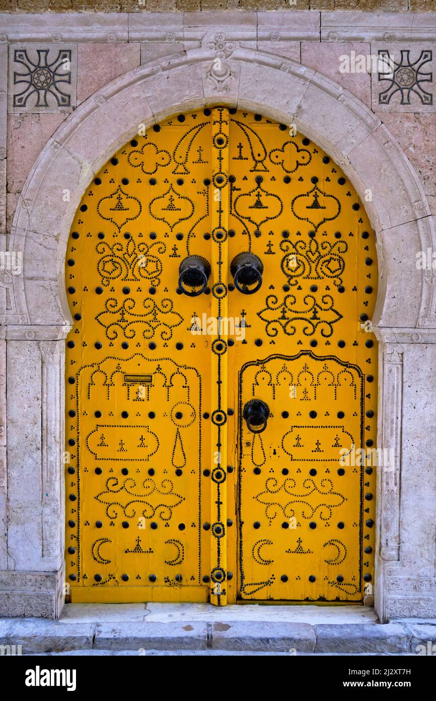 Tunisia, Tunis, Medina listed as World Heritage by Unesco, traditional door Stock Photo