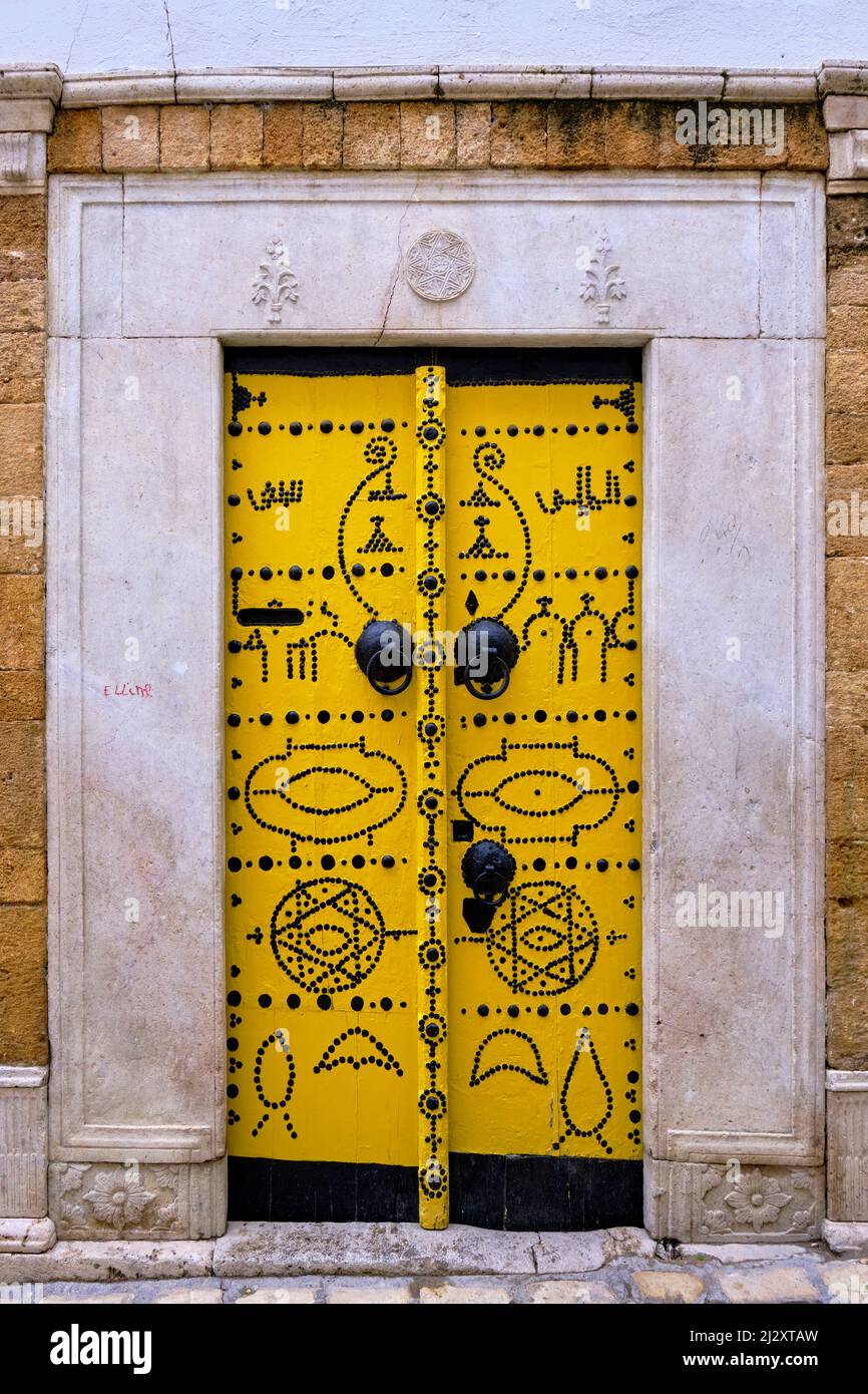 Tunisia, Tunis, Medina listed as World Heritage by Unesco, traditional door Stock Photo