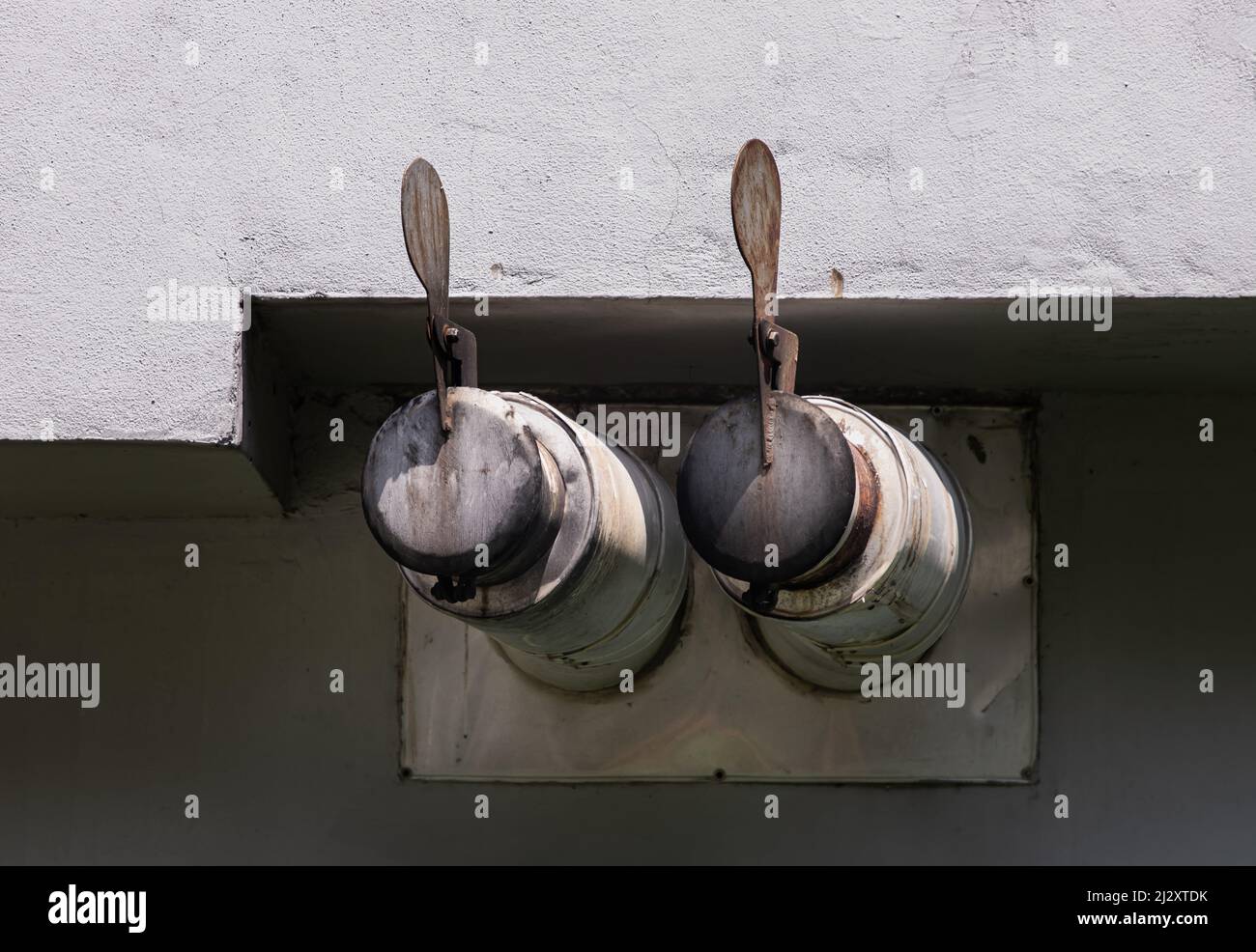 Air vent system by Pipes vented at residential building. Two smoke vent