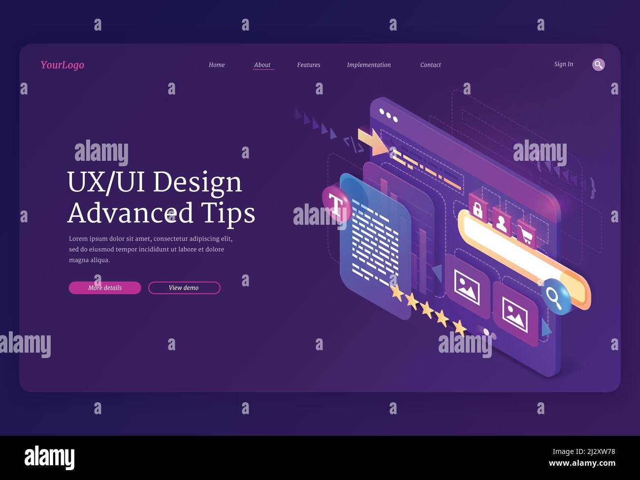 Ui ux design advanced tips isometric landing page. User experience ...