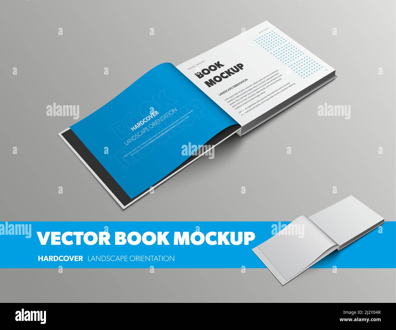 Open realistic book template with abstract pattern, with blue page