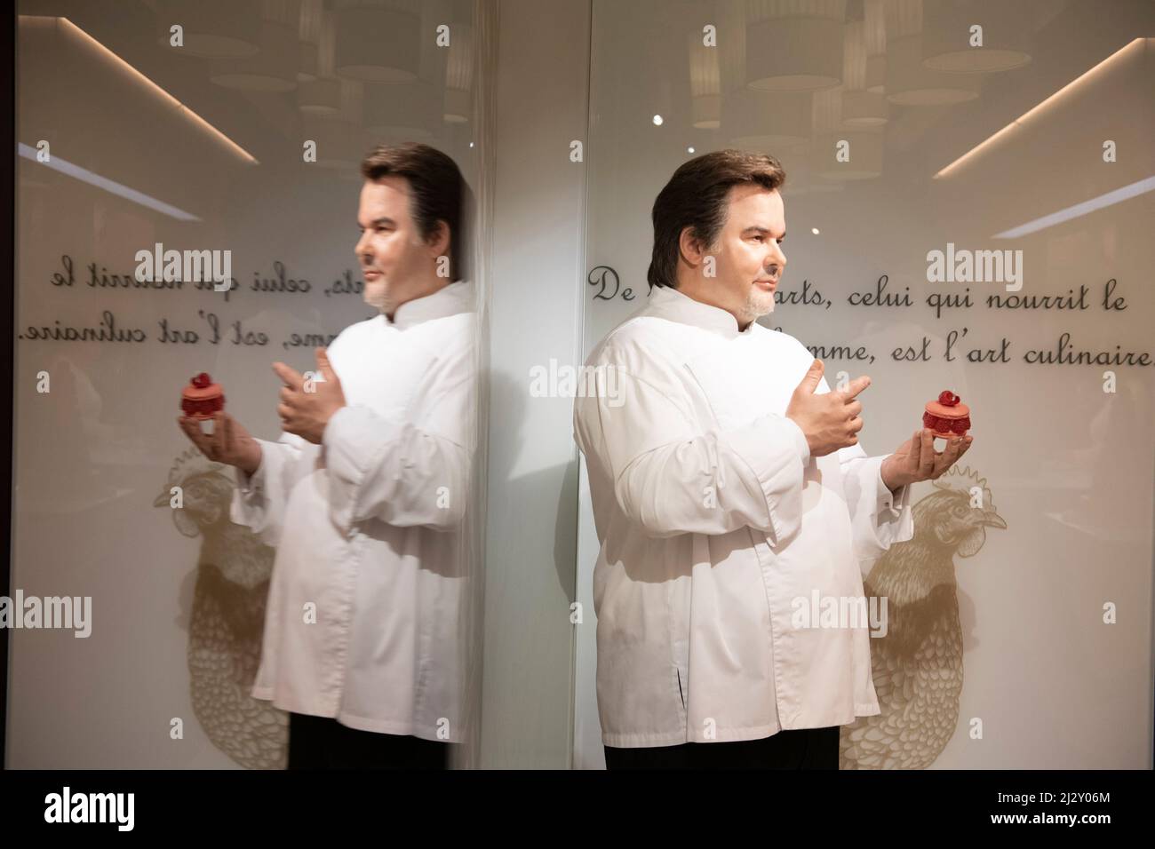 Paris, Musee Grevin wax museum (France): statue of French pastry chef and chocolatier Pierre Herme Stock Photo