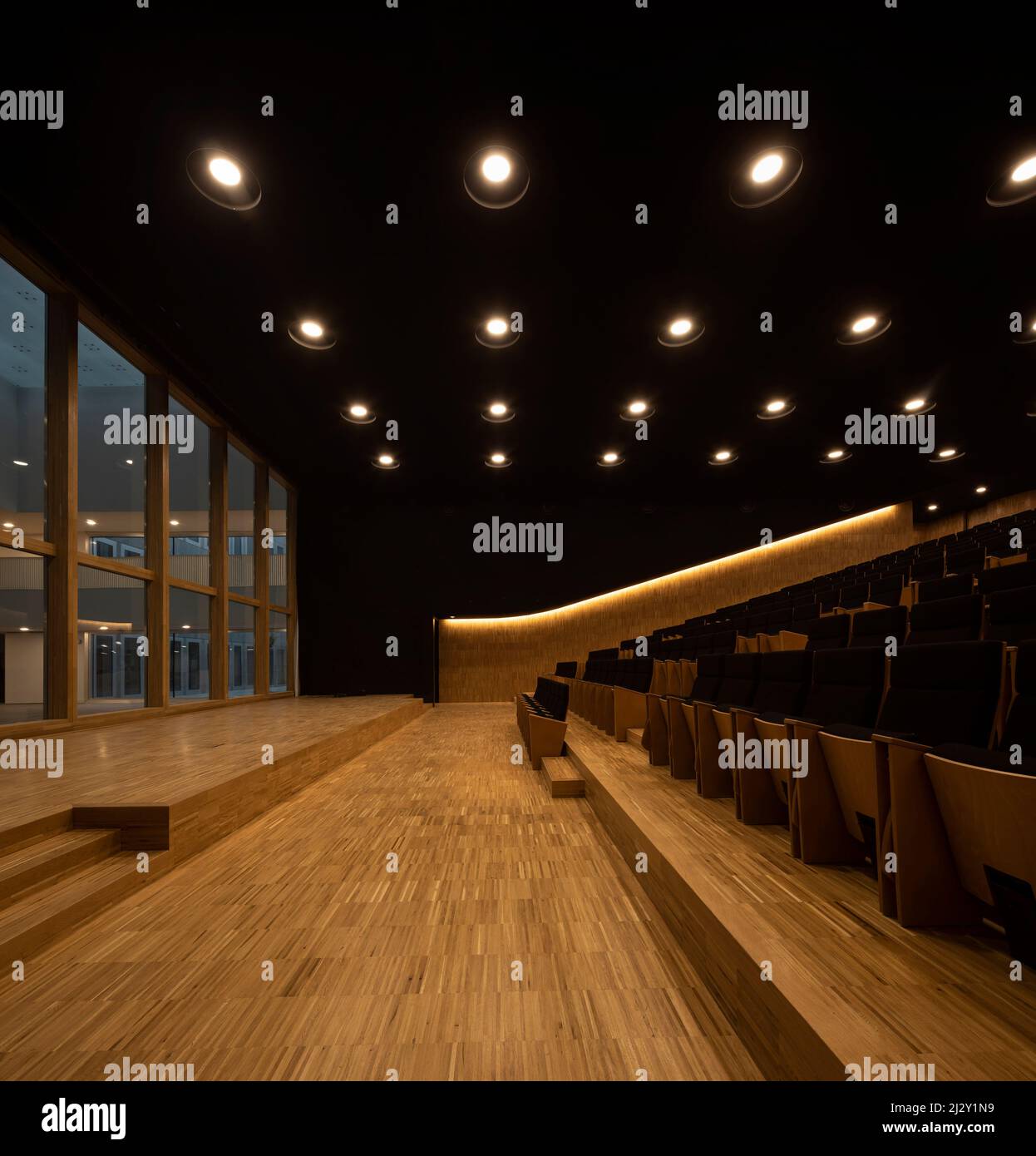 Auditorium interior view. Chambers of Commerce - Chambre de Métiers et de lArtisanat, Lille, France. Architect: KAAN, 2019. Stock Photo