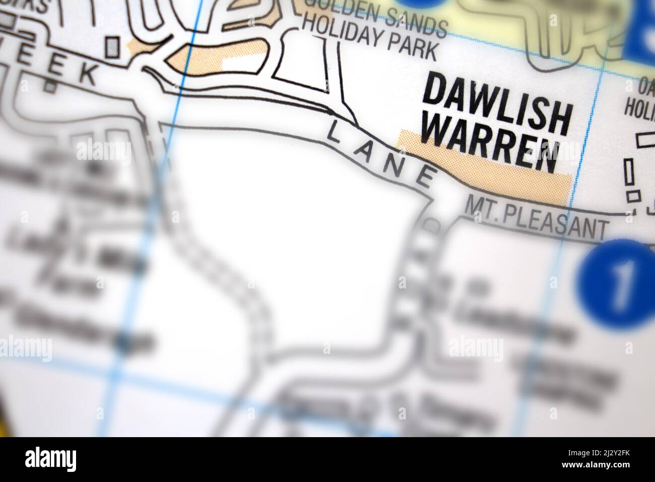 Dawlish Warren village Devon, United Kingdom colour atlas map town