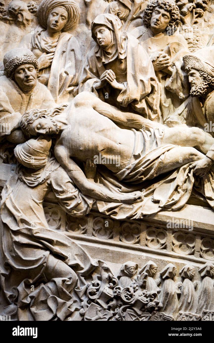 Death of Christ. Detail from a gravestone carving. Stock Photo