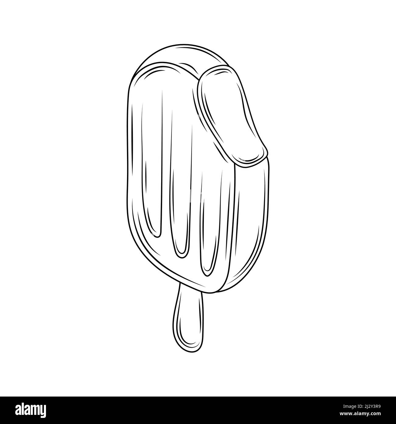 ice cream bar on a stick. Vector hand drawn illustration in vintage