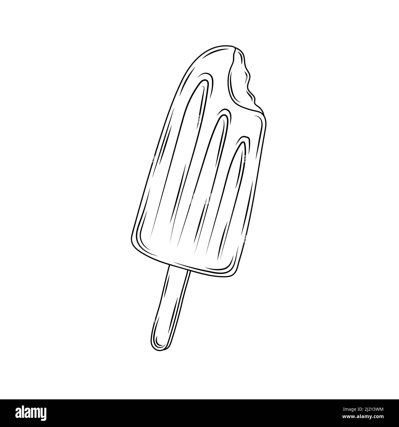 ice cream bar on a stick. Vector hand drawn illustration in vintage