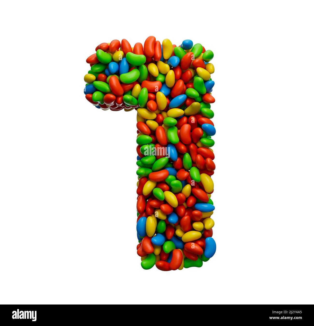 The Digit 1 Colorful Jelly Beans Number 1 Rainbow Colourful candies