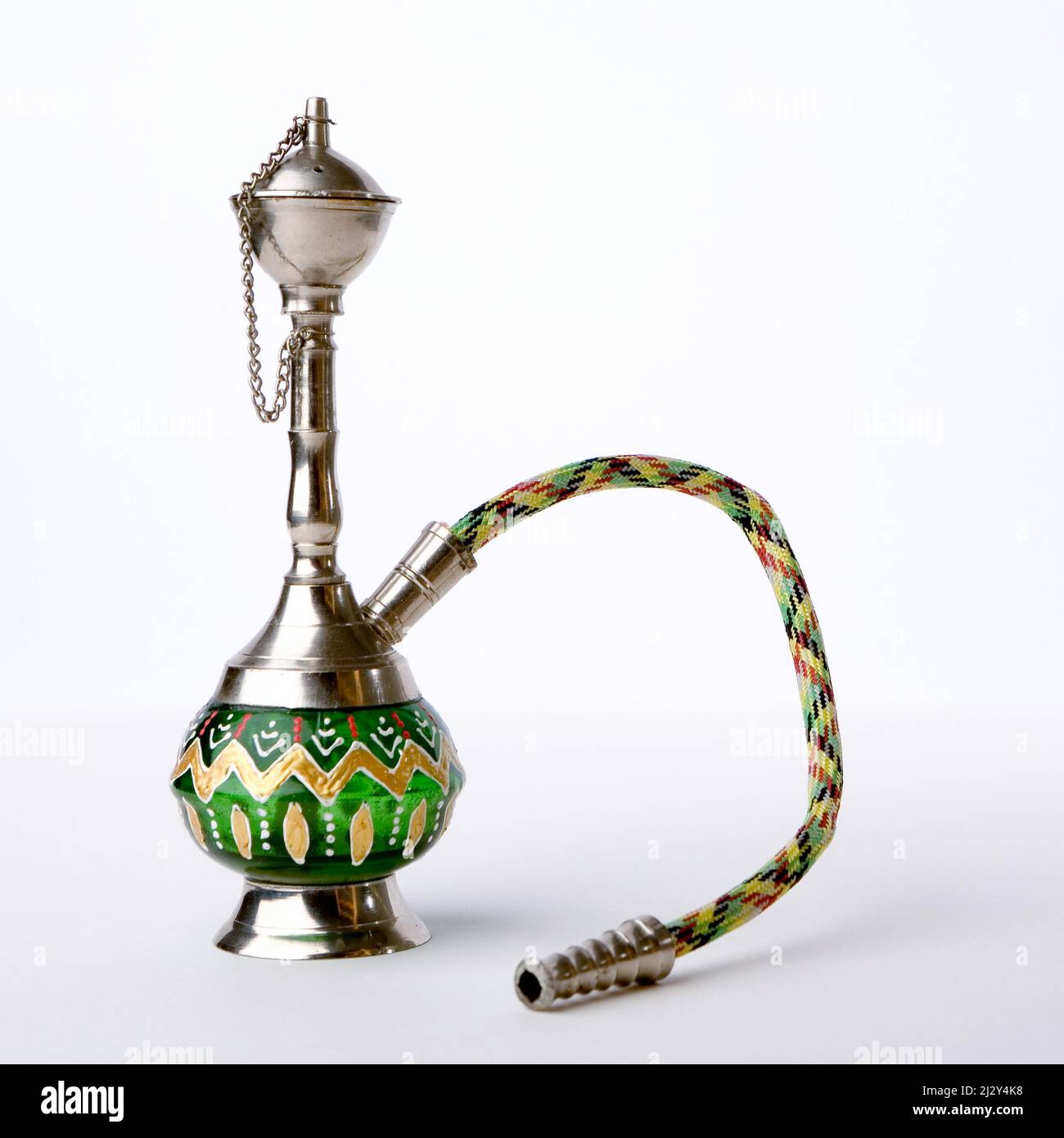 Shisha Pipe. Commonly found in North Africa and the Middle East, the  hookah is water pipe is used to smoke tobacco Stock Photo