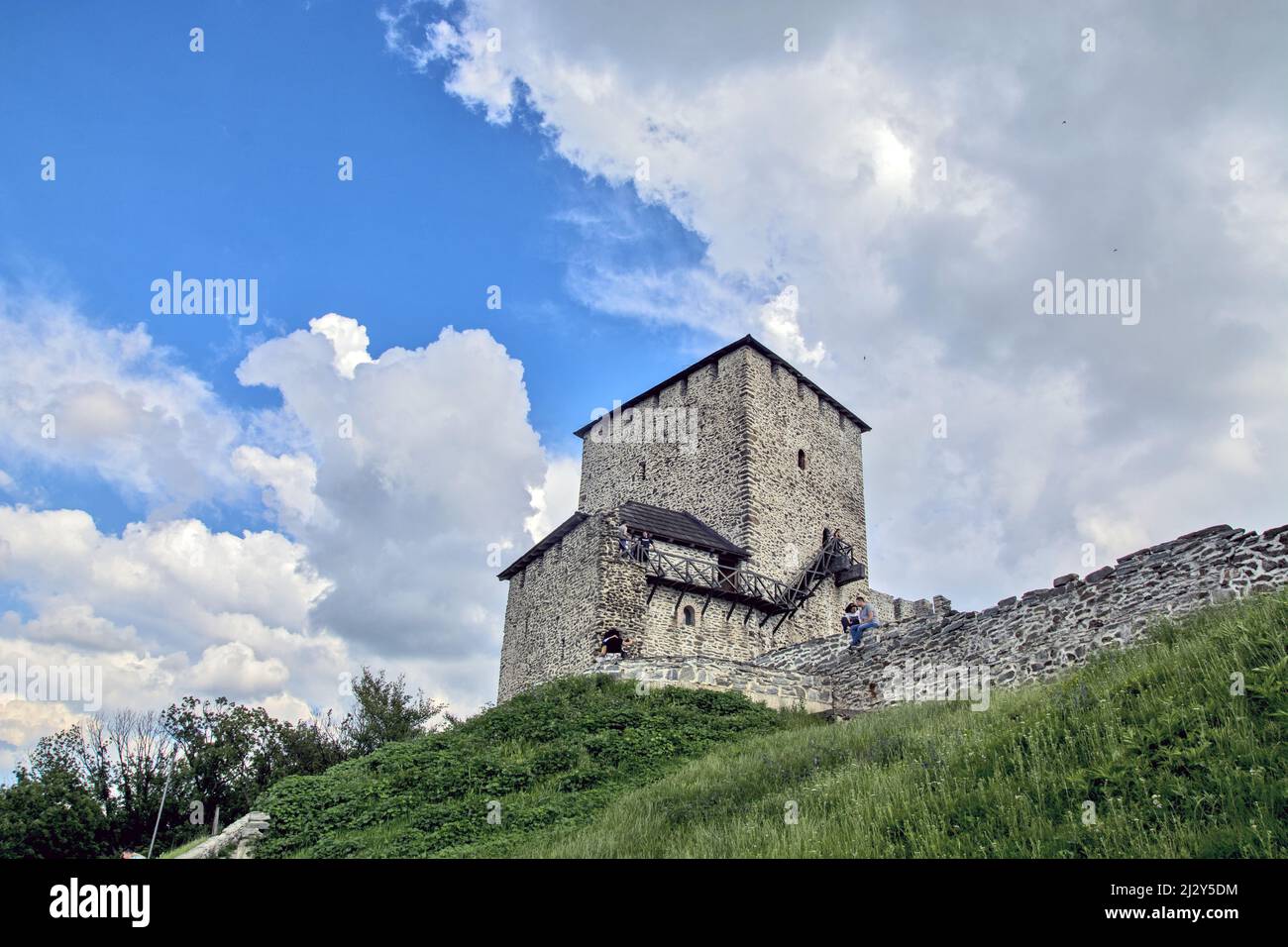 The low angle shot of a Vrsac castle, Serbia Stock Photo