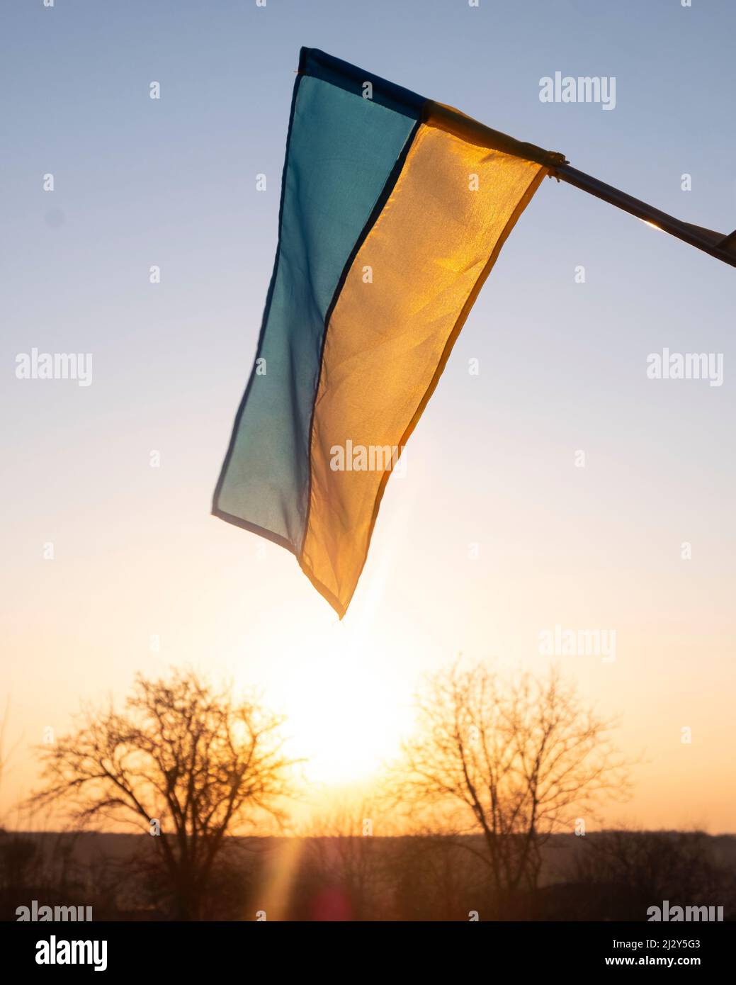 national flag of ukraine, symbol of strong ukrainian people. Stock Photo
