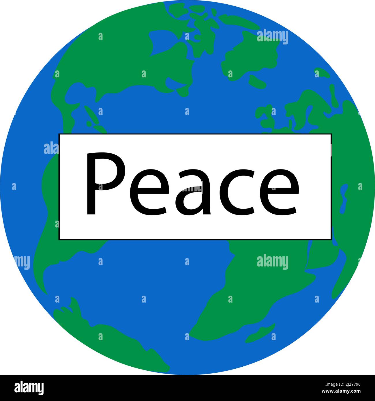 Silhouette of the globe with the text peace. Stock Vector