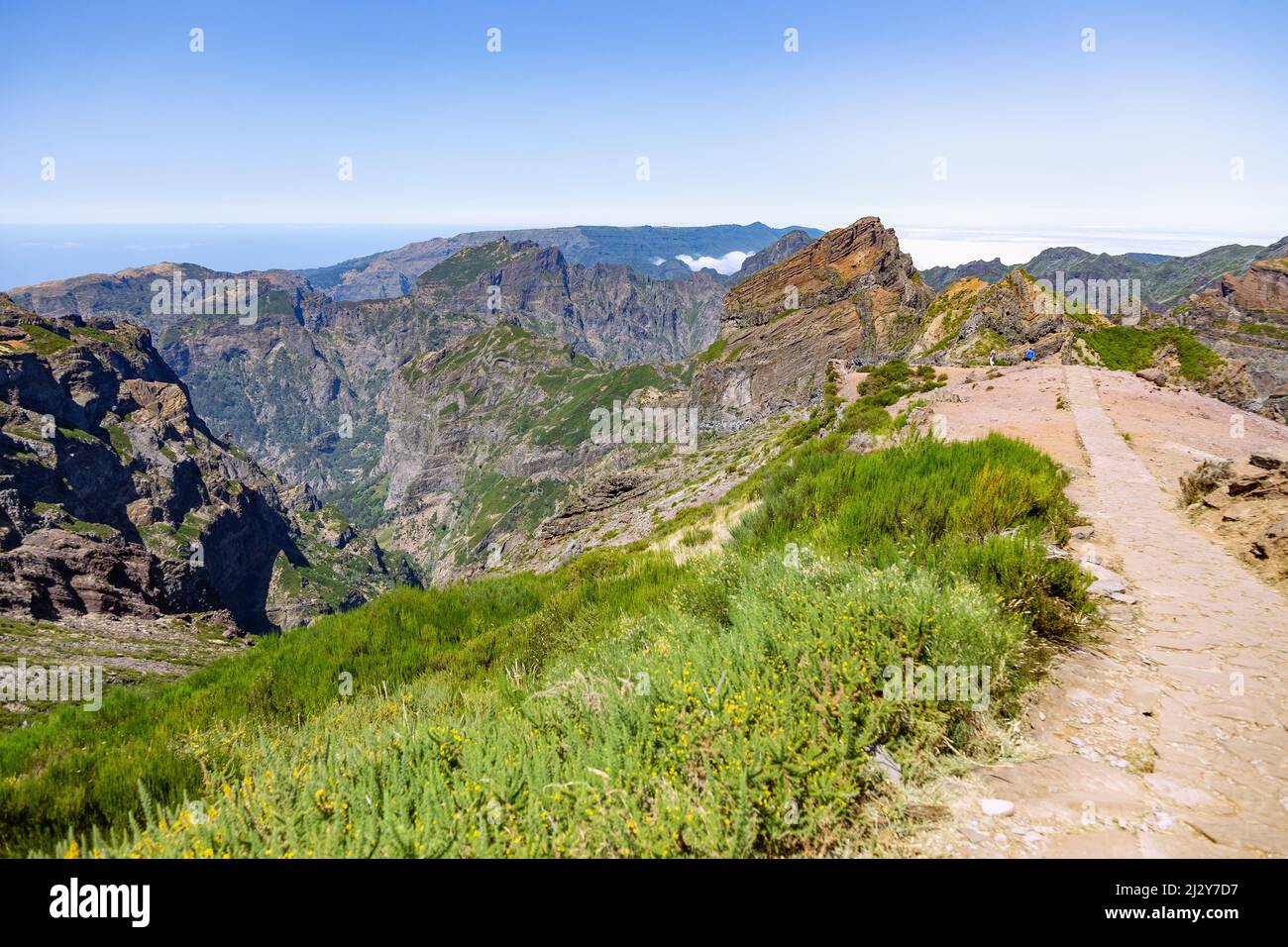 Pico do Arieiro, Pico Ruivo, summit, trail PR1 Stock Photo