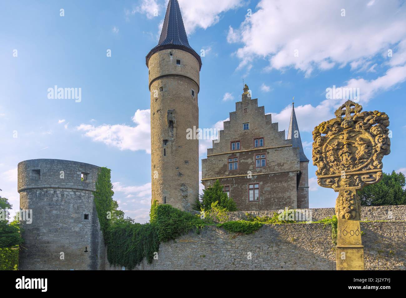Ochsenfurt; Palatium, Thick Tower, Nicholas Tower Stock Photo