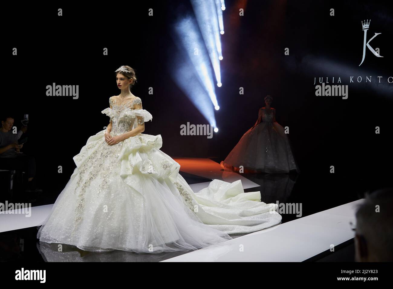 MILAN, ITALY - APRIL 3, 2022: Julia Kontogruni fashion show, model on the  catwalk during Milan Bridal Week, Si Sposaitalia Collezioni Stock Photo -  Alamy