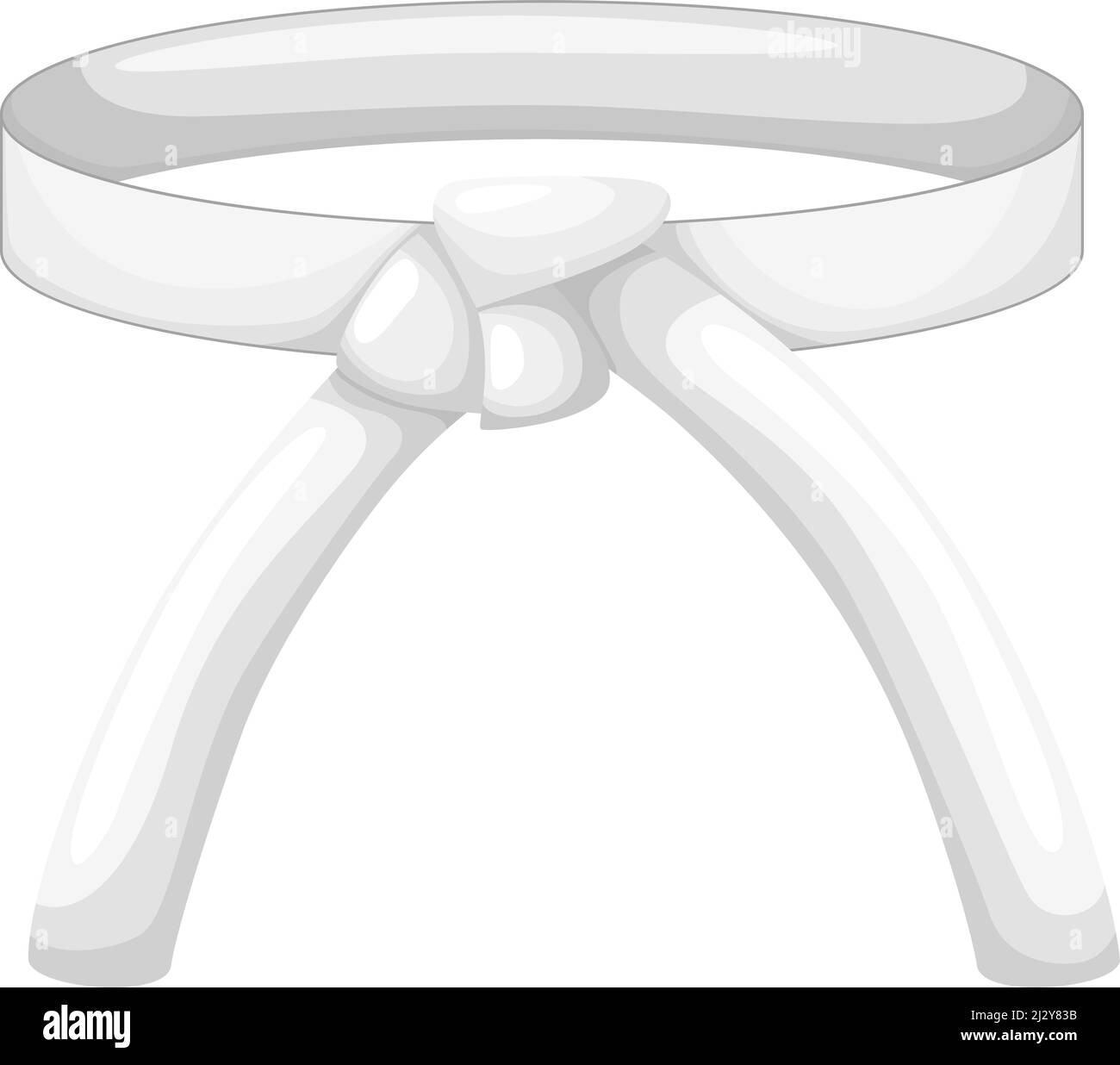 Karate belt white color isolated on white background. Design icon of Japanese martial art in
