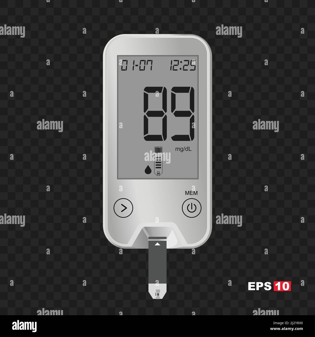 Realistic blood glucose testing device that shows sugar level in blood, diabetes tester device