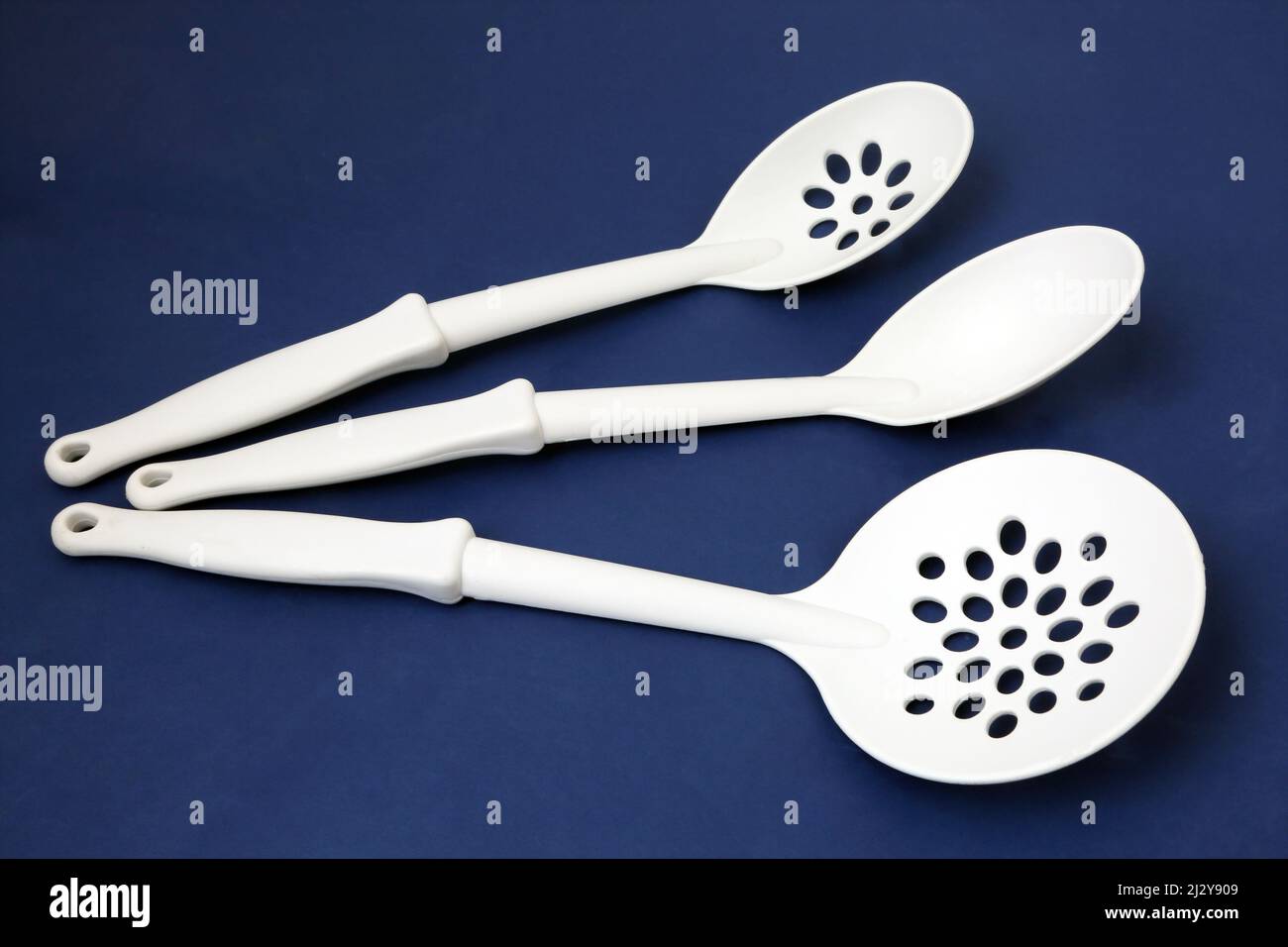 White Plastic Cooking Utensils Stock Photo