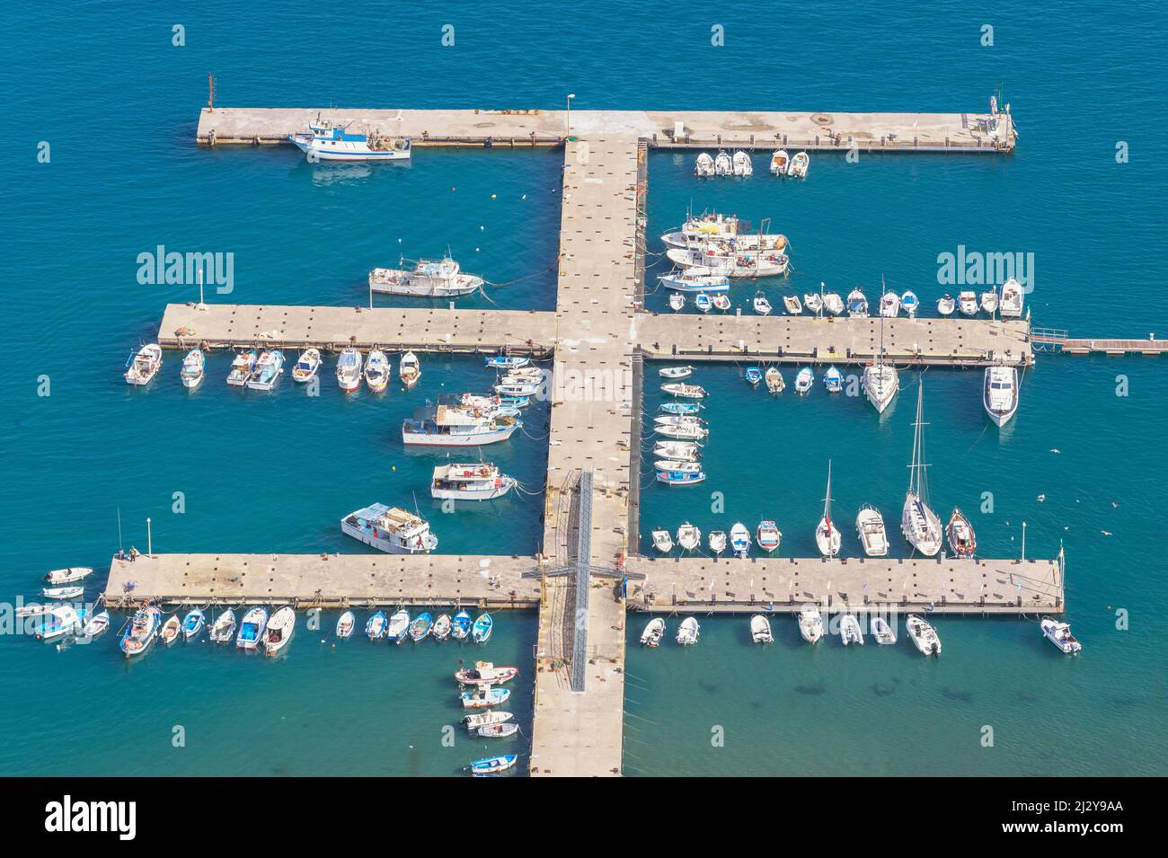 Cefalu marina, elevated view, Cefalu, Sicily, Italy Stock Photo