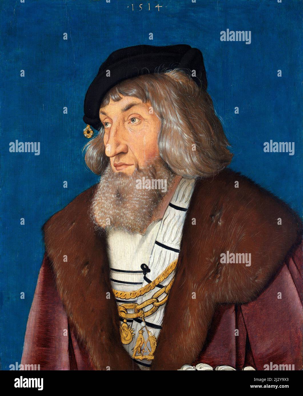 Portrait of a Man by Hans Baldung (1484-1545), oil on lime, 1514 Stock Photo