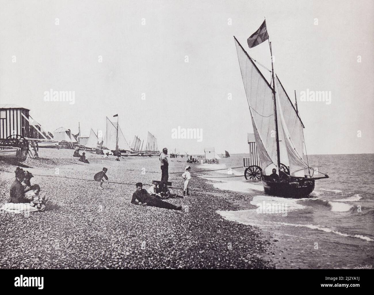Aldeburgh, Suffolk, England, seen here in the 19th century.  From Around The Coast,  An Album of Pictures from Photographs of the Chief Seaside Places of Interest in Great Britain and Ireland published London, 1895, by George Newnes Limited. Stock Photo