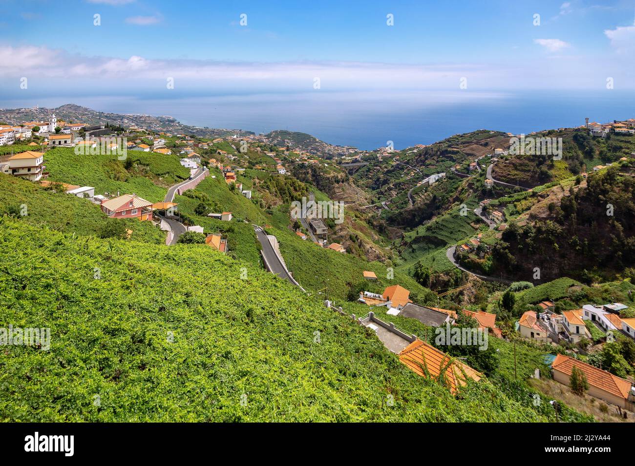 Levada do Norte; View of Estreito de Camara do Lobos Stock Photo