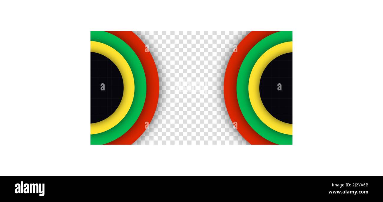 Black History Month. Abstract circle black, red, yellow, green color banner background. Copy space for text. Transparent background. Stock Vector