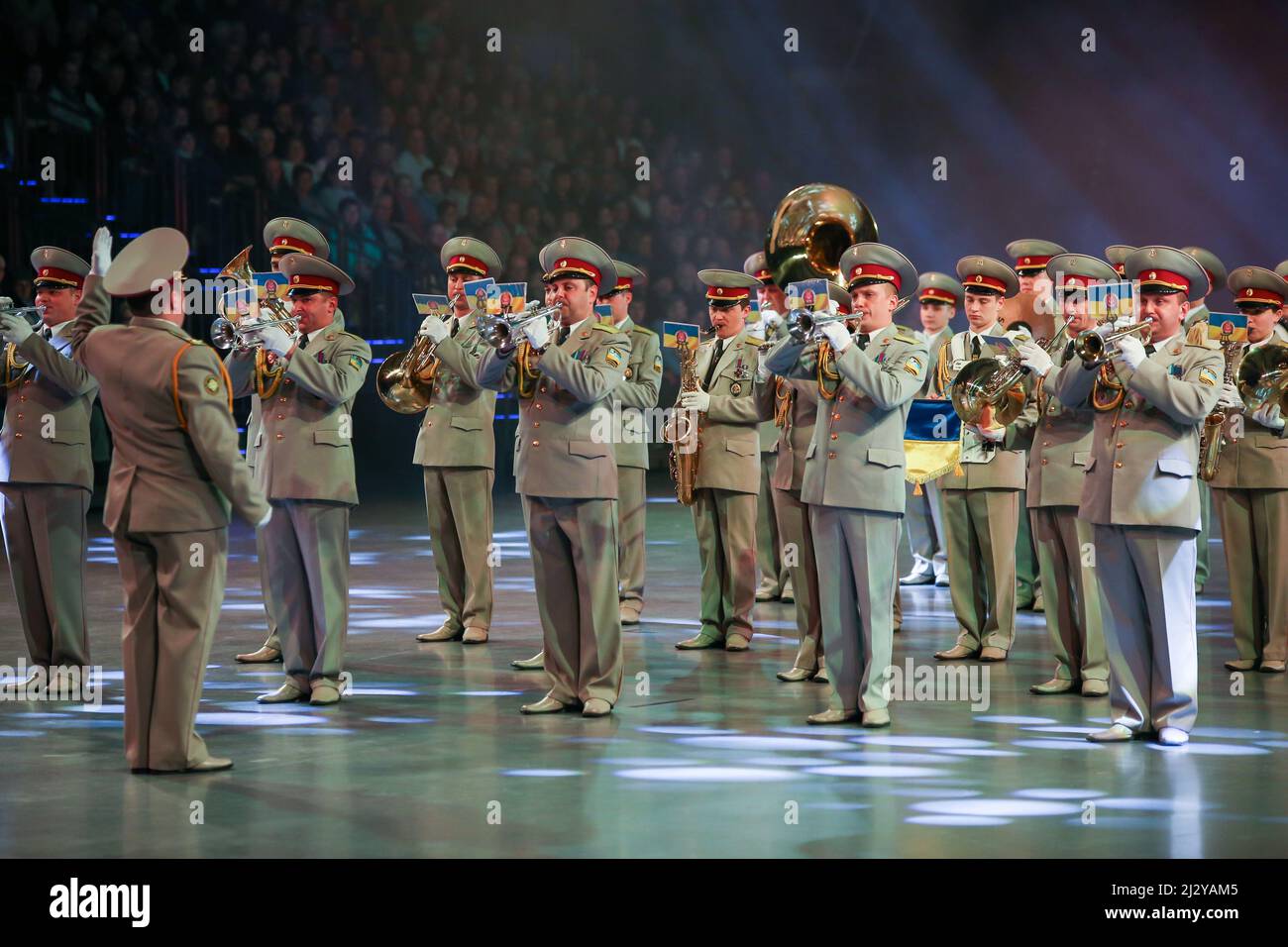 Military Band of the Ukrainian Ground Forces, short: Military Band  Chernihiv, Ukraine, at Musikparade 2017, Marching Band Show at Rittal-Arena  Wetzlar, Germany, 12th Mar, 2017 Stock Photo - Alamy