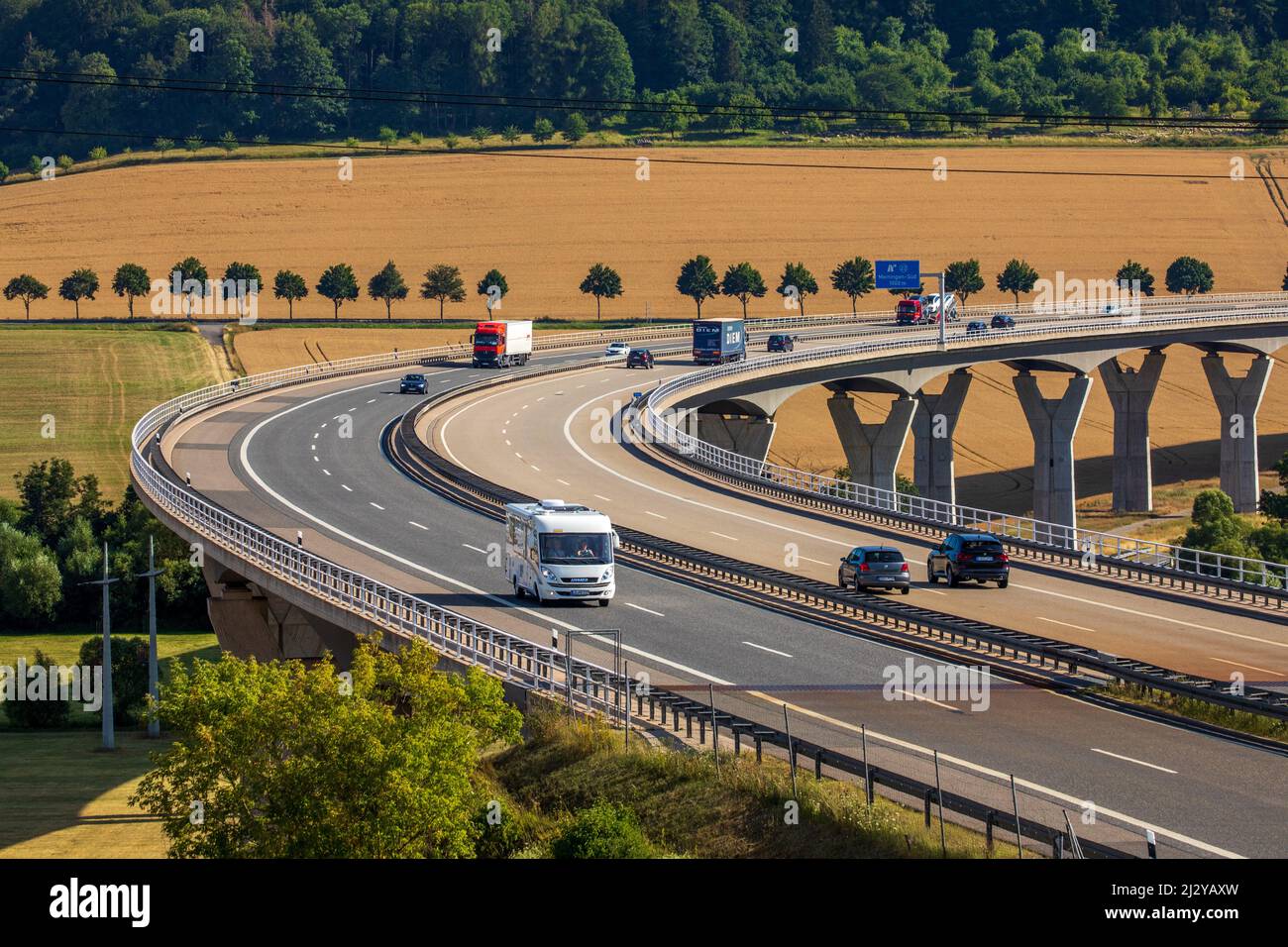 Motorway bridge, Werra bridge on the A 71 near Meiningen, German unity transport project, DEGES, Stock Photo