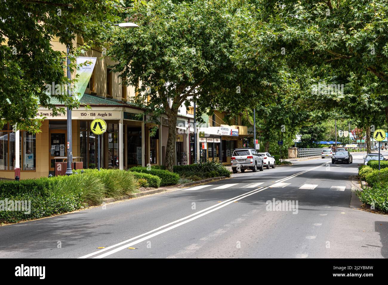 Looking down Argyle Street, the main street of Picton, New South Wales, on a summer day Stock Photo