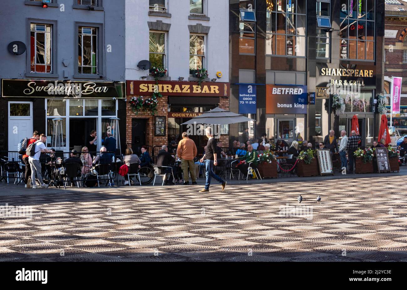 Williamson Square with it's line of bars, bistros, and alfresco seating Stock Photo